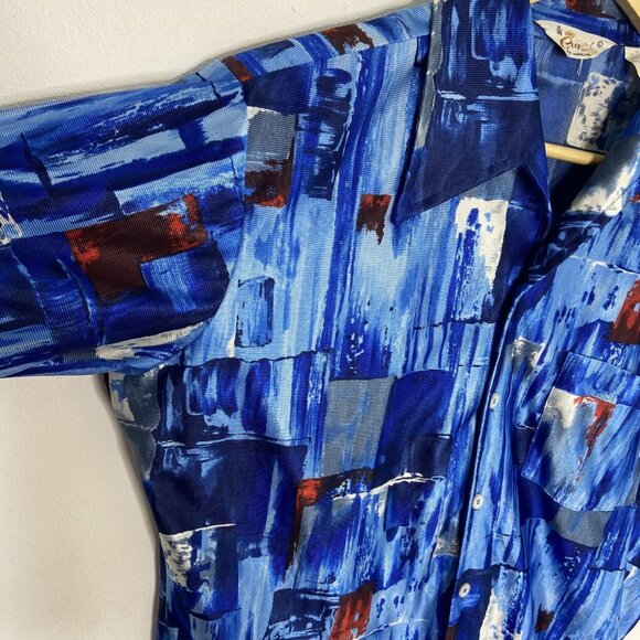 Vintage Capri West Townline 70s Men L Disco Psychedelic Polyester Button Shirt - Picture 5 of 7
